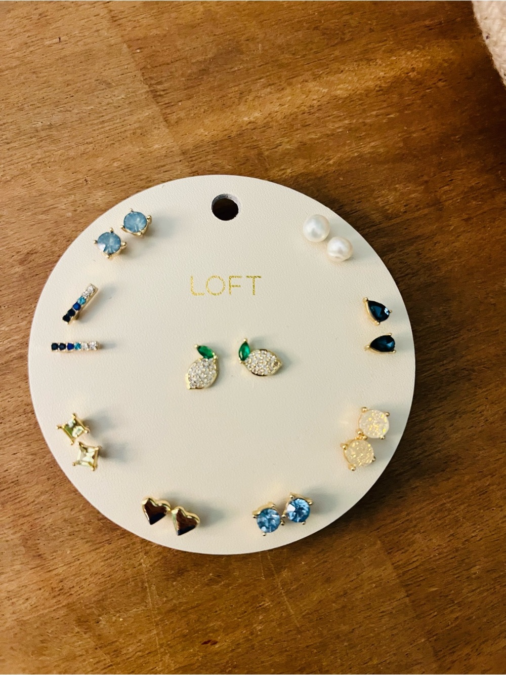 LOFT Gold-Tone Stud Earring Set with Blue, Green, Pearl & Black Accents